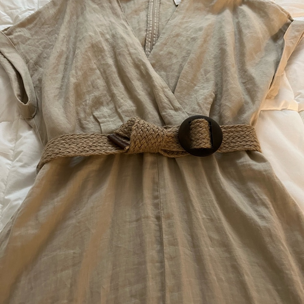 Mango Beige Midi Dress with Belt